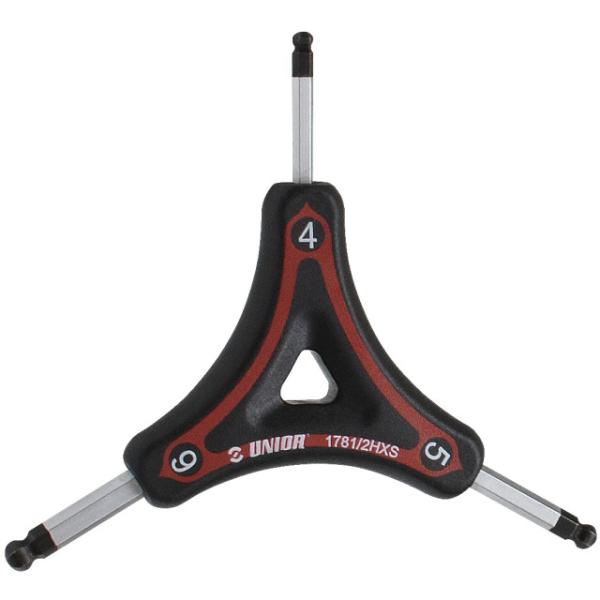 Unior Dreiarmiger Schl&uuml;ssel mit HX Profil & Kugelkopf 4x5x6  Schwarz, Rot, Silber 106 mm