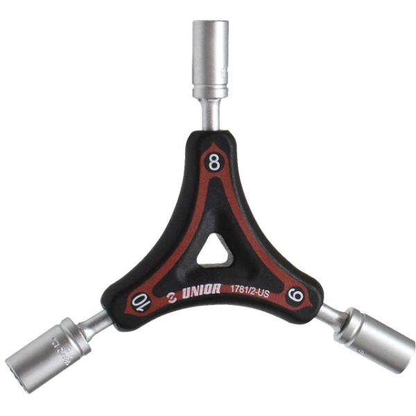 Unior Dreiarmiger Steckschl&uuml;ssel 8x9x10  Schwarz, Rot, Silber