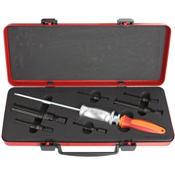 Unior Innenlager Abzieher Set Schlagwerkzeug mit Dorn div. Puller 6 tlg.  Silber, Schwarz, Rot, Orange