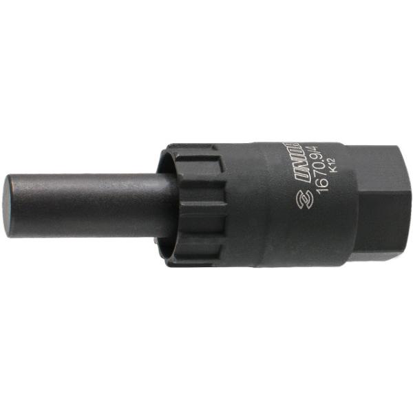 Unior Kassettenschl&uuml;ssel mit 12 mm F&uuml;hrungspin passt auf 12mm Steckachsstandart  Schwarz 75 mm