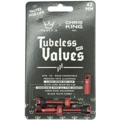 Peaty's Ventil Chris King TL MKII 42mm rot  Red 42 mm Produktbild 1