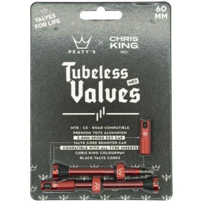 Peaty's Ventil Chris King TL MKII 60mm rot  Red 60 mm Produktbild 1