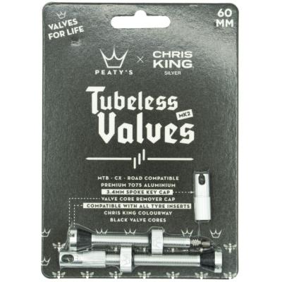 Peaty's Ventil Chris King TL MKII 60mm silber  Silver 60 mm Produktbild 1