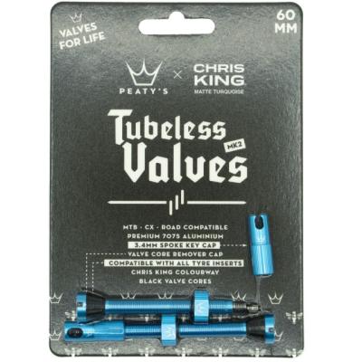 Peaty's Ventil Chris King TL MKII 60mm t&uuml;rkies  Turquoise 60 mm Produktbild 1