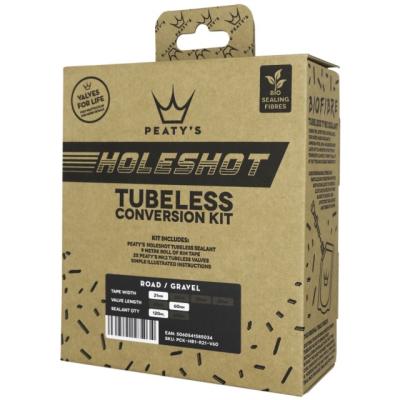 Peaty's Holeshot TL Conversion Kit 21mm Felgenband/TL Milch/Ventile  Weiss 120 ml Produktbild 1