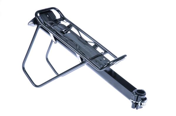 Gep&auml;cktr&auml;gerbefestigung auf Sattelst&uuml;tze mit Seitenb&uuml;gel und Federklappe schwarz 