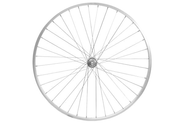 Laufrad hinten 28" 622x19 Alu Vollachse 135mm V-Brake Leerlauf MF/NT silber 