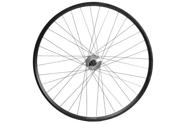 Laufrad vorne 26" 559x19 Nabendynamo DH3D32AA 100mm 6-Loch QR schwarz / Nabe silber 