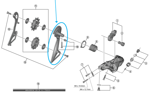 Shimano Leitblech RD-R9100 aussen 