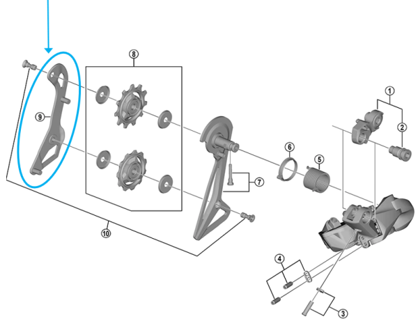 Shimano Leitblech RD-R9150 innen 