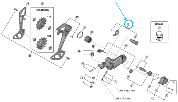 Shimano Schaltwerkaufh&auml;ngung komplett RD-U8000 