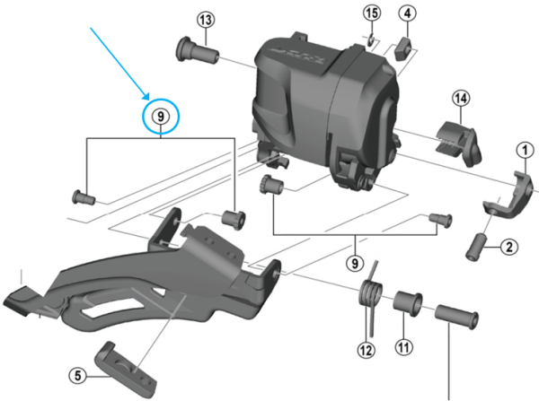 Shimano Bolzen und Schraube f&uuml;r Kettenf&uuml;hrung FD-M9050 