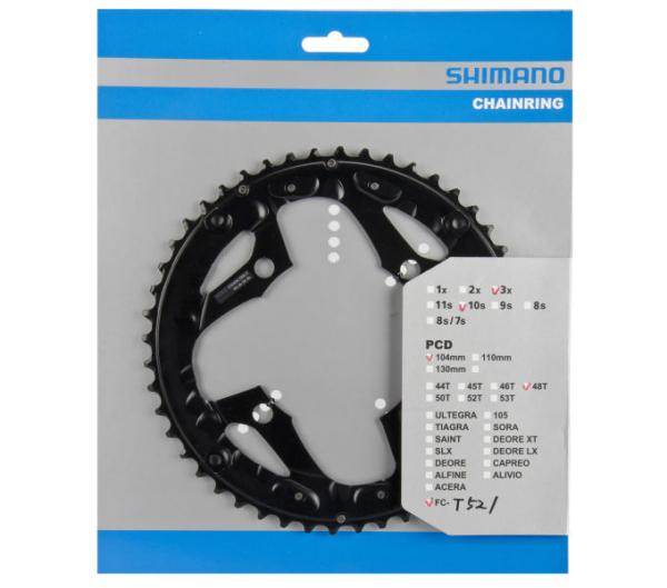 Shimano Kettenblatt FC-T521 48 Z&auml;hne AL f&uuml;r Hosenschutz schwarz 
