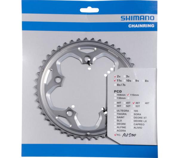 Shimano Kettenblatt FC-RS500 46 Z&auml;hne MJ silber 