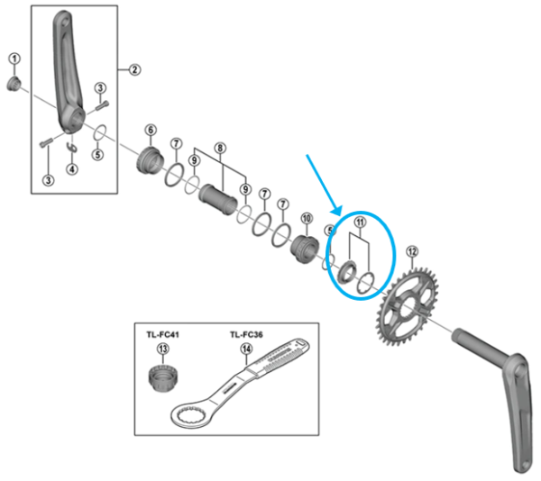Shimano Verschlussring f&uuml;r FC-M6100-1 inkl. U-Scheibe 