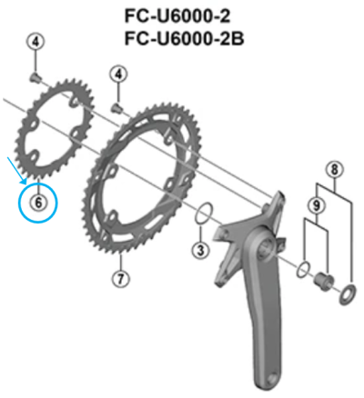 Shimano Kettenblatt CUES FC-U6000-2 22 Z&auml;hne  Produktbild 1