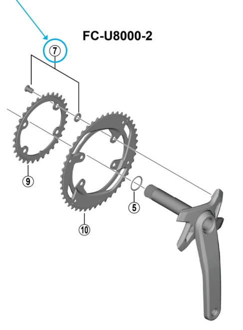Shimano Kettenblattschraube FC-U8000 M8x8.5 mm 4 St&uuml;ck 