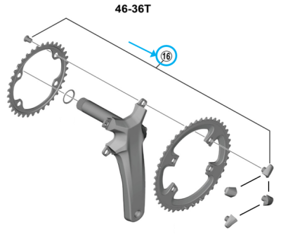 Shimano Kettenblattschrauben-Set FC-R9200 M8x10.1 mm 4 St&uuml;ck f&uuml;r 46T/36T  Produktbild 1