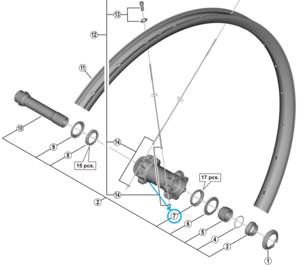 Shimano Kugellagerk&auml;fig rechts WH-M8100 5/32"x17 