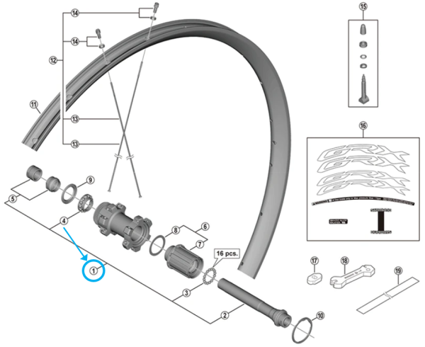 Shimano Achse komplett WH-RX570 142mm 