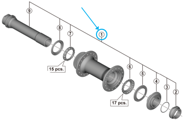 Shimano Achse komplett HB-MT400-B 