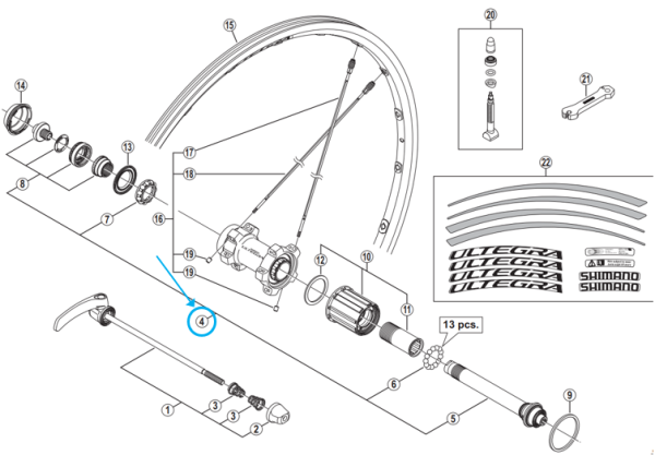 Shimano Achse komplett WH-6800-R 