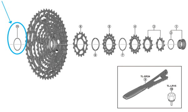 Shimano Spacer zu XT CS-M8100 12-Gang 10-51 Z&auml;hne 