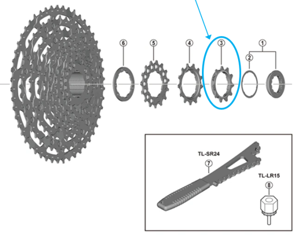 Shimano Zahnkranz CS-LG600 11 Z&auml;hne Spacer-Typ 