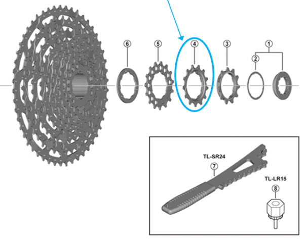 Shimano Zahnkranz CS-LG600 13 Z&auml;hne Spacer-Typ 