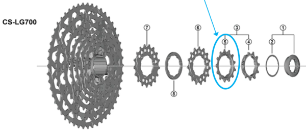 Shimano Zahnkranz CS-LG700 13 Z&auml;hne Spacer Typ 