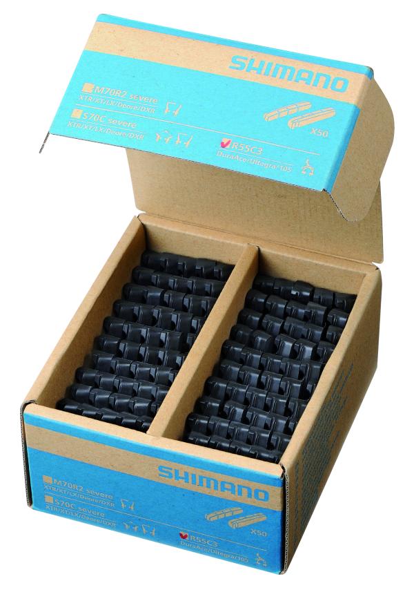 Shimano Bremsgummi S70C f&uuml;r Alufelgen mit Befestigungsschraube 50er Karton 