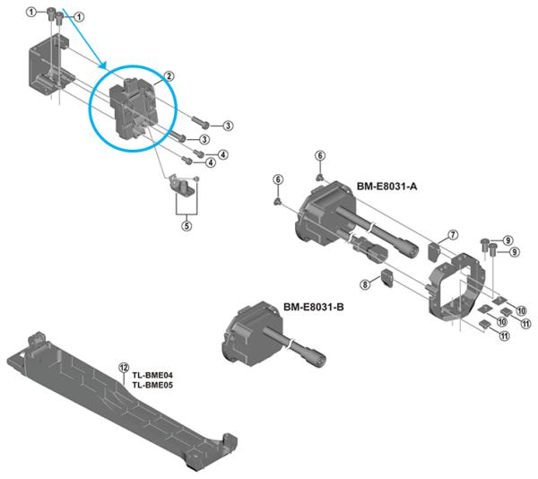 Shimano Obere Befestigungseinheit f&uuml;r Akkuhalter BM-E8031 