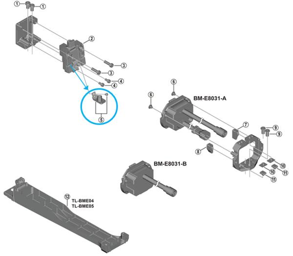 Shimano Feder-Einheit & Fixierschraube M3 x 4 mm f&uuml;r BM-E8030/8031 