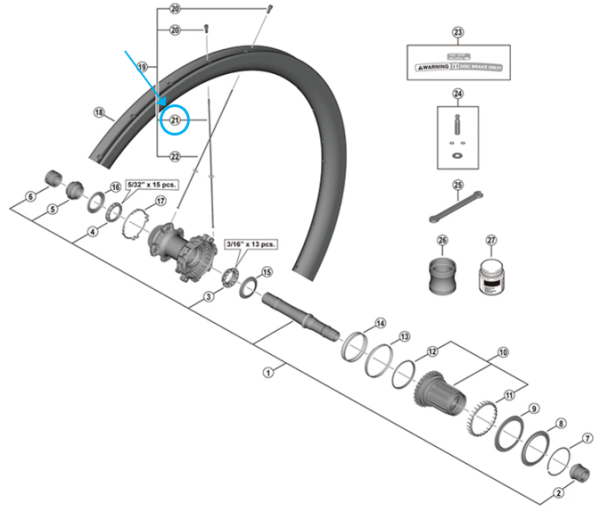 Shimano Speiche WH-R9270-C36-TU-V 285mm vorne-links coll&eacute; 