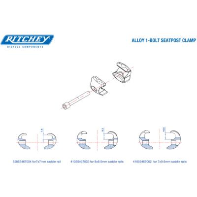 Ritchey Single Bolt Adapter f&uuml;r Sattelst&uuml;tze Alu f&uuml;r Rails 7x7mm Selle Italia/fi'zi:k  Schwarz, Silber Produktbild 1
