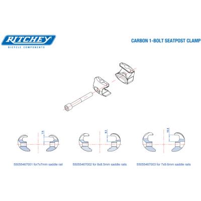 Ritchey Single Bolt Adapter f&uuml;r Sattelst&uuml;tze Carbon f&uuml;r Rails 8x8.5mm Selle Italia  Schwarz, Silber Produktbild 1