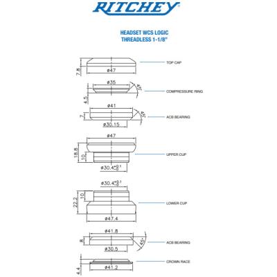 Ritchey Steuersatz WCS Logic EC34/28.6 EC34/30 1 1/8 schwarz 28.5mm Stack height  Schwarz 1 1/8 " Produktbild 1