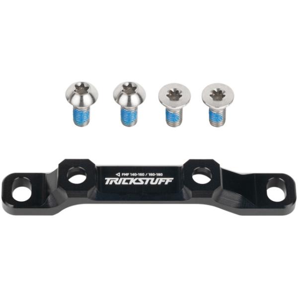 Trickstuff Flatmount Adapter 140/160 - 160/180 vorne Schwarz inkl. Titanschrauben  Schwarz, Silber