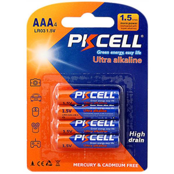 Pkcell Batterie AAA LR03 1.5V Akaline Blister &agrave; 4 St&uuml;ck  Blau, Orange