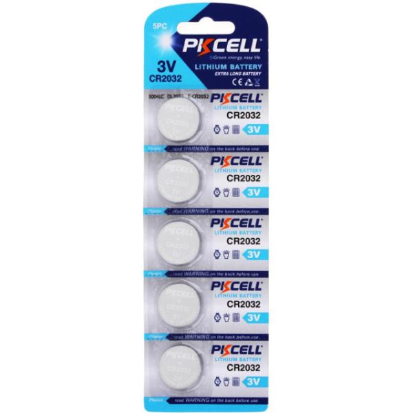 Pkcell Batterie CR2032 3V Li-MnO2 Blister &agrave; 5 St&uuml;ck  Silber