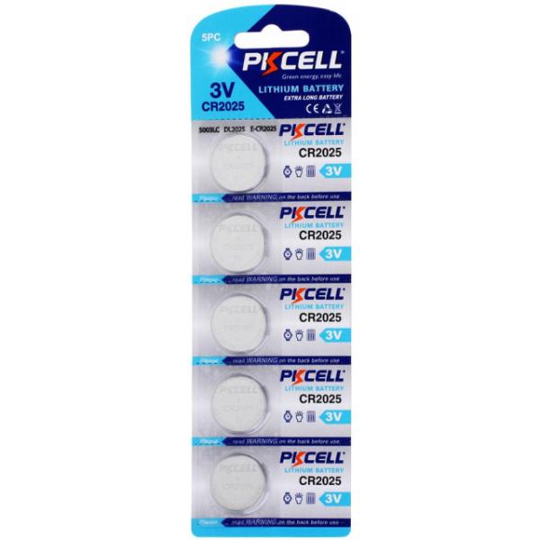 Pkcell Batterie CR2025 3V Li-MnO2 Blister &agrave; 5 St&uuml;ck  Silber