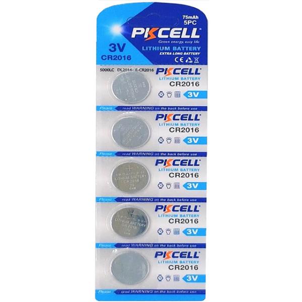 Pkcell Batterie CR2016 3V Li-MnO2 Blister &agrave; 5 St&uuml;ck  Silber