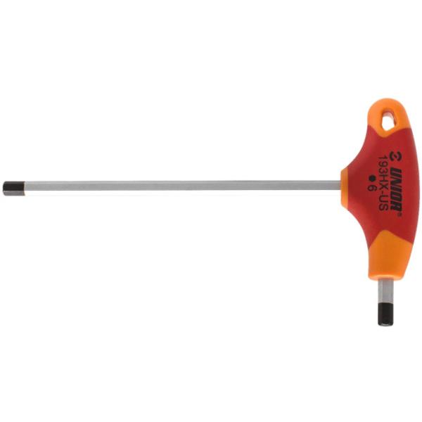 Unior Sechskantstiftschl&uuml;ssel mit T Griff  6  Rot, Orange, Schwarz 188 mm