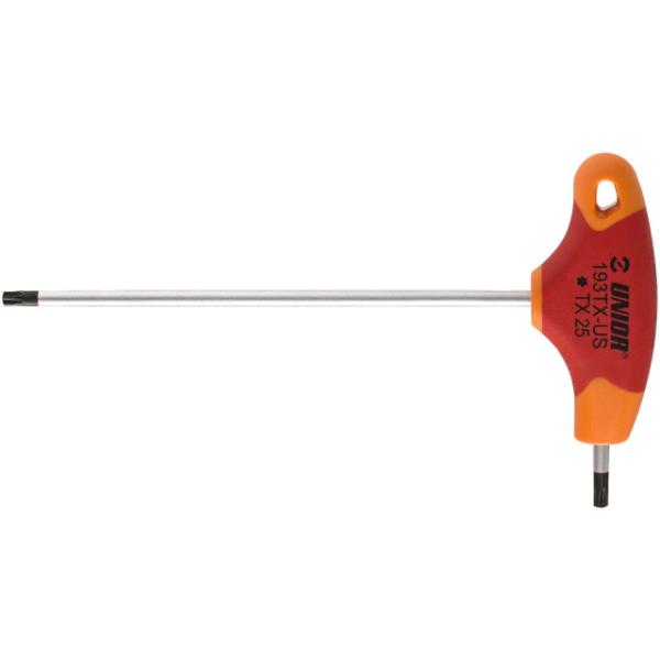 Unior Stiftschl&uuml;ssel mit TX Profil und T Griff T25  Rot, Orange, Schwarz 188 mm