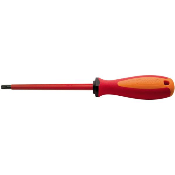 Unior Schraubendreher mit 3 Komponenten Griff mit TX Profil TX 15  Rot, Orange, Schwarz 180 mm