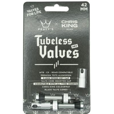 Peaty's Ventil Chris King TL MKII 42mm silber  Silver 42 mm Produktbild 1