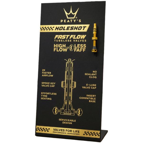 Peaty's POS Holeshot Fast Flow Tubeless Ventile schwarz/gold  Schwarz