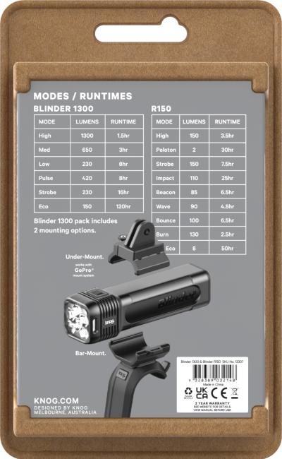 Knog Lichtset Blinder 1300 & Blinder R150 schwarz  Produktbild 9