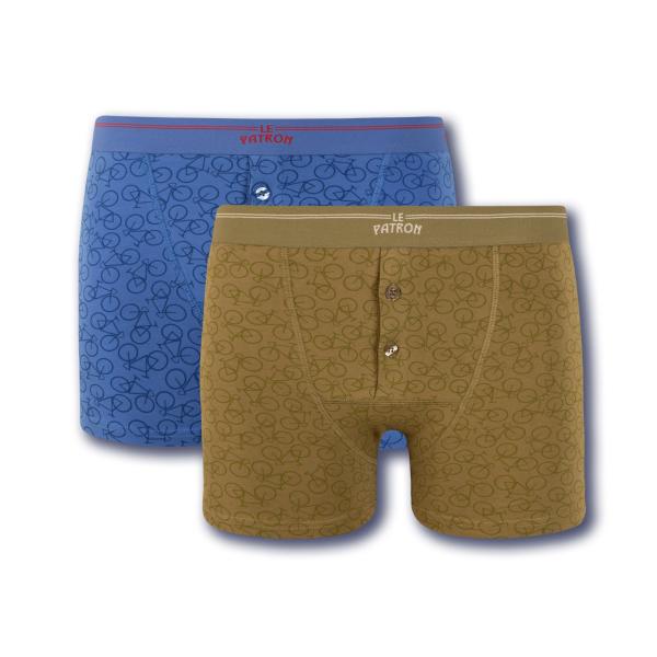 Le Patron Boxers Bicycles olive green riviera blue XL