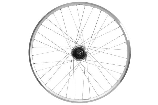 Laufrad hinten 26" 559x21 Alu Vollachse 135mm V-Brake Leerlauf MF/NT silber 